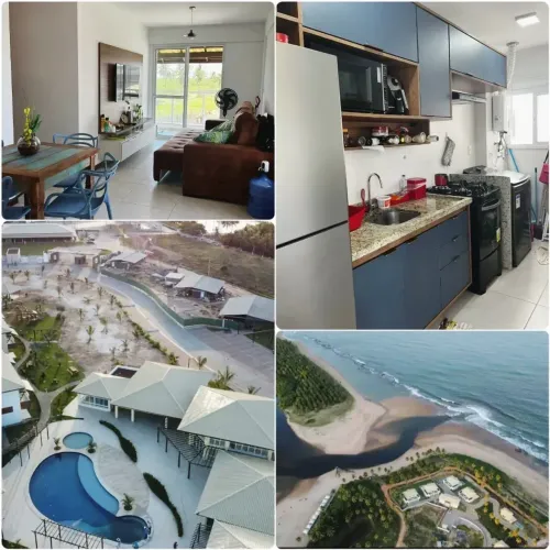 2/4 Suíte Infra de Resort em Baixio, Mobiliado, pé na areia com Vista Mar e Vista Rio