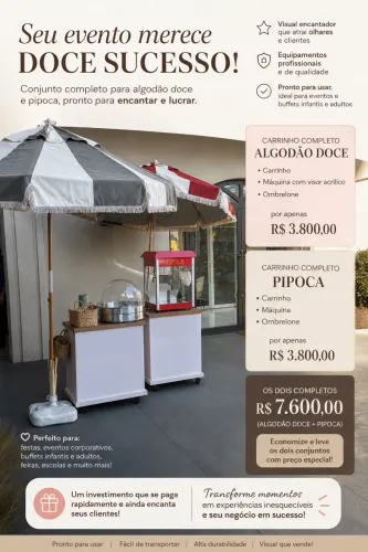 Venda de carrinhos para eventos