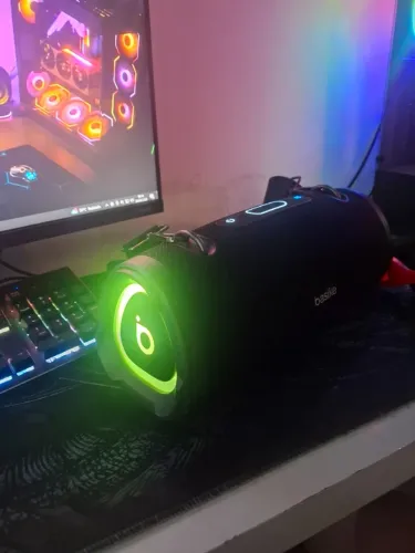 Caixa De Som Portátil Basike Ba-RAD133 Bluetooth 100W Bass Boost Estéreo Hifi Luz RGB IPX6
