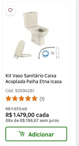 Vaso acoplado icasa top de linha