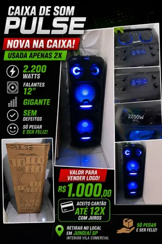 Caixa de som pulse 2.200w gigante na caixa