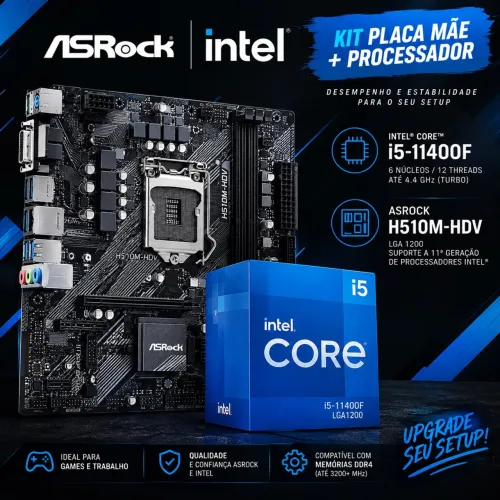 Kit placa mãe H510M AsRock+ processador i5 11400f