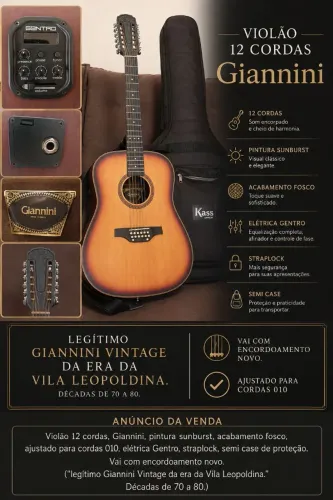 Violão de aço 12 cordas Giannini
