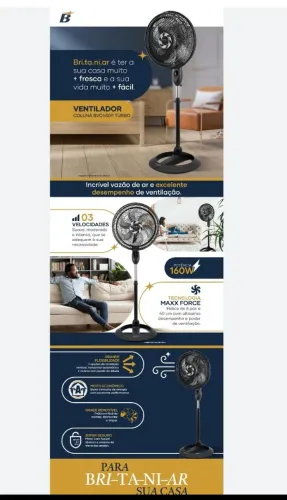VENTILADOR COLUNA 40CM BRITÂNIA