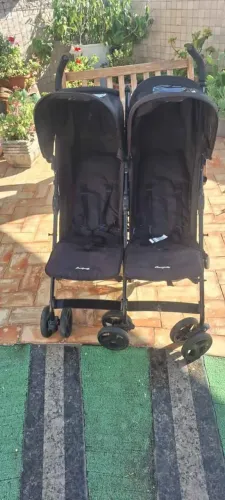 Carrinho De Bebe Para Gemeos Burigotto Twingo Black Preto