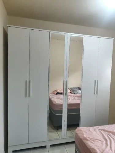 Guarda Roupa Casal Nina 6 Portas com Espelho Externo