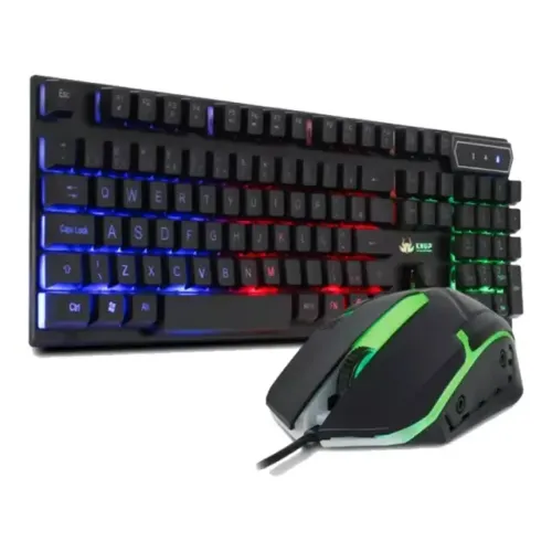 Kit Teclado Gamer Usb Knup Kp-te115 Membrana Com Mouse Rgb Luminoso Cor Do Mouse Preto Cor