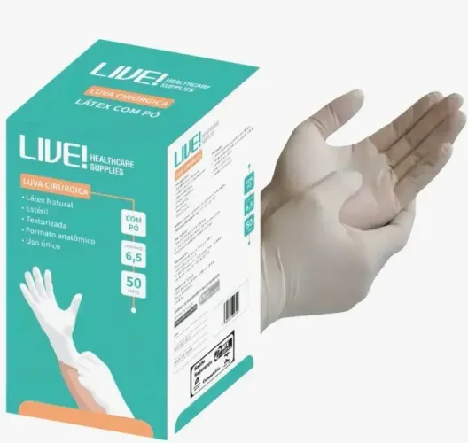 Luva cirúrgica látex estéril ( 50 pares)