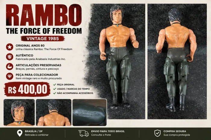Boneco RAMBO THE FORCE OF FREEDOM VINTAGE 1985