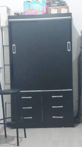 Guarda roupa Solteiro Veneza 2 PT 6 gavetas preto