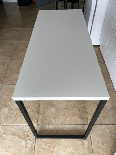Conjunto Mesa de Cozinha Prattica Industrial 120cm com 2 Banquetas F02 Branco/Preto
