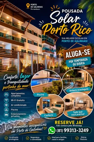 Aluga-se por diárias e temporada em porto de galinhas