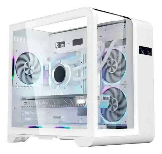 Gabinete Mid tower Branco K-Mex Aquario Cyberpunk c/ Display Digital novo na caixa lacrada
