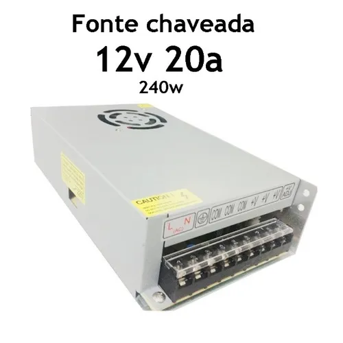 Fonte Chaveada 12v 20a 240w Câmera Cftv Fita LED