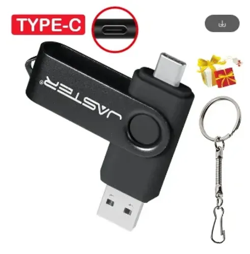 Pen drive Pendrive com 32GB Unidade Flash USB 2.0 e Type C com Chaveiro, Memory Stick z719