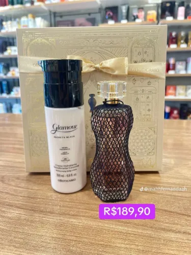 Kit Glamour Secrets Black - Perfume e Creme Hidratante