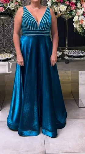 Vestido longo turquesa 