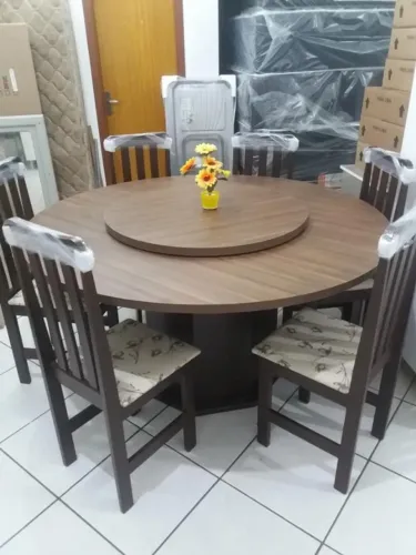 OFERTA RELÂMPAGO! MESA COM 6 CADEIRAS REDONDA GIRATÓRIA NOVA DIRETO DE FÁBRICA!