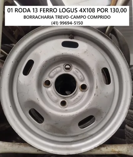 01 roda aro 13 ferro Logus 4X108 por 130,00