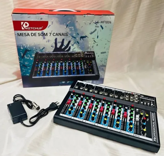 Mesa de som 7 canais Bluetooth e USB