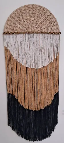 Painel macramê em palha e barbante 