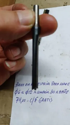 Broca em aço especial para Madeira 6 a 12mm - 80mm - Haste C/F - Nova