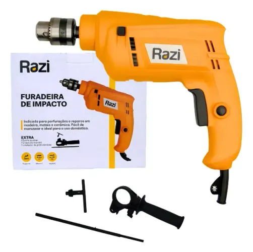Furadeira De Impacto 127v 3/8 500w 3000rpm Rz-fggpm Razi Com Empunhadora E Limitador De Pr