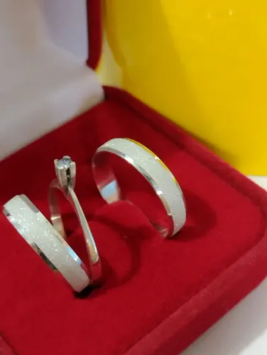 Par Alianças 4 mm e Anel Prata 950 Pedra Zircônia