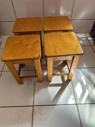 Banquetas de madeira para bar e cozinha jogo com 4 