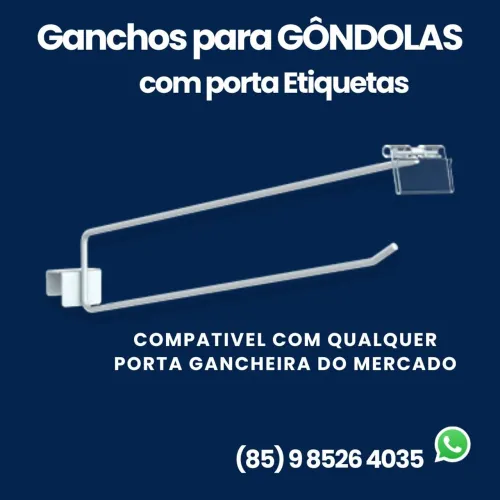 Ganchos para Gôndolas com porta Etiquetas