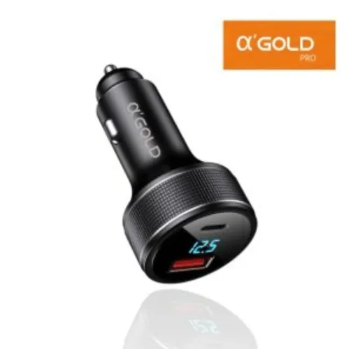 Carregador Veicular Turbo 60W 9.1A com Exibição de LED CJ12-4 A? Gold