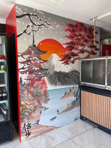 Pintura em parede, arte mural para comércio ou decoração 