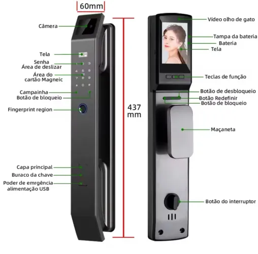 NOVO Fechadura eletrônica inteligente Tuya Wi-Fi com câmera