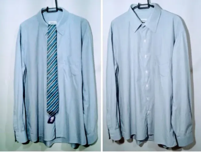 Camisa Social Azul Claro Masculina manga comprida,Tam G +1 gravata combinando elegancia