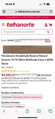 5 caixas - 140 a caixa - de Porcelanato Amadeirado Reserva Natural Eliane 19,7X120Cm