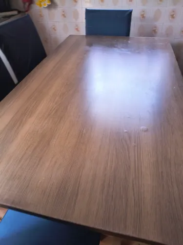 Conjunto Sala de Jantar Mesa Tampo de Madeira 6 Cadeiras Madesa