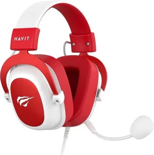 Headset Gamer Havit H2002d, Conector P2, Branco Com Vermelho