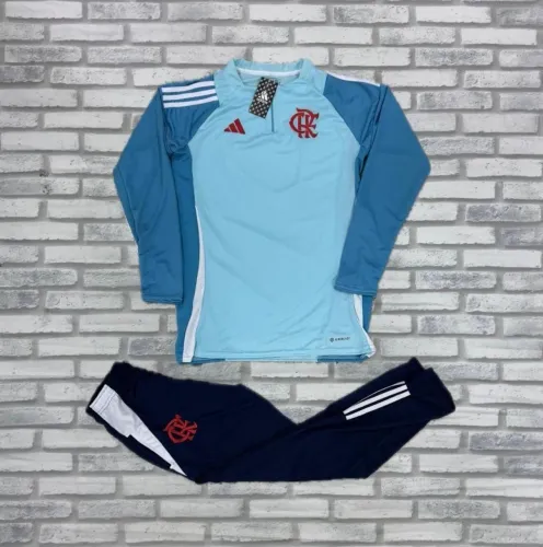 Conjunto de Agasalho Flamengo Adidas Azul e Branco