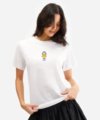 camiseta feminina de algodão round 6
