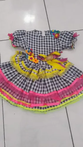 Vestido Infantil Xadrez Festa Junina