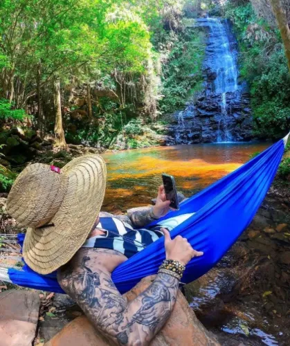 rede camping nylon reforçada ate 200kg + kit fixaçao