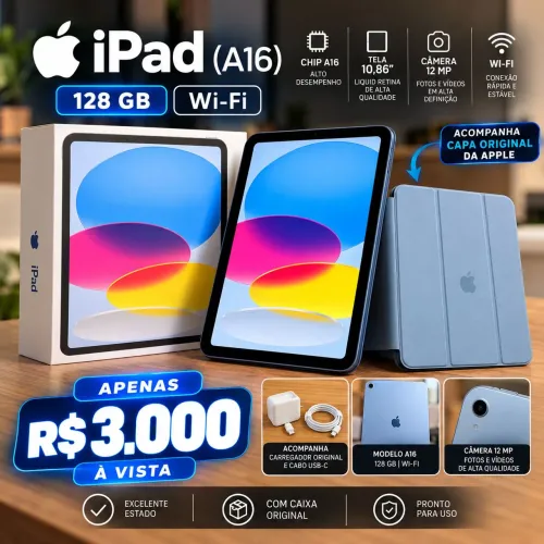 Ipad (A16) 128gb Acompanha capa Apple apenas R$ 3.000