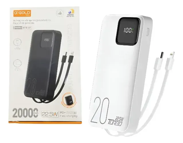 Carregador Portátil Turbo 20.000mah Com Selo Anatel Power Bank