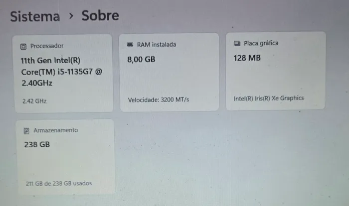 Notebook Lenovo 8GB/256GB com problemas (ler descrição)