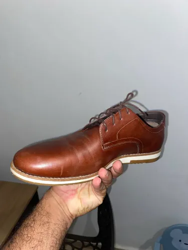 Sapato Social Masculino Derby Marrom Pinhão Couro