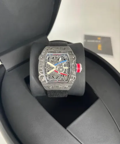 Relógio Richard Mille Skeleton Carbon Automático ETA Safira Linha Super Premium