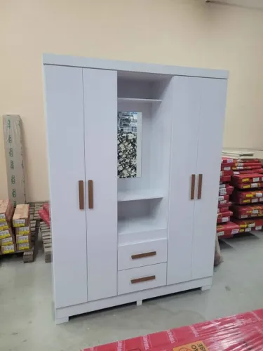 Guarda Roupa Capelinha Master Solteiro com Espelho 4 Portas 2 Gavetas