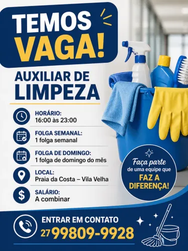 Auxiliar de limpeza em comércio 
