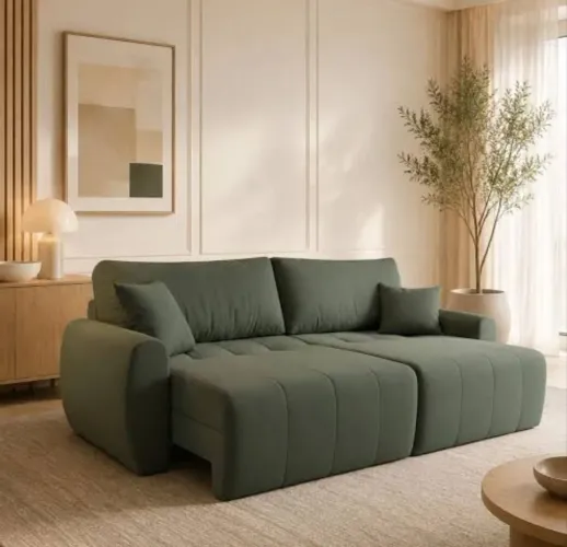 Sofá cama linho verde