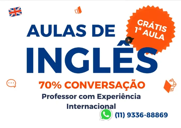 PROFESSOR DE INGLÊS INTERNACIONAL - 35 R$/AULA - GRÁTIS 1ª AULA